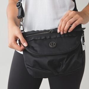 EUC Lululemon Athletica Nylon Black Festival Crossbody - Dance Your Asana Off